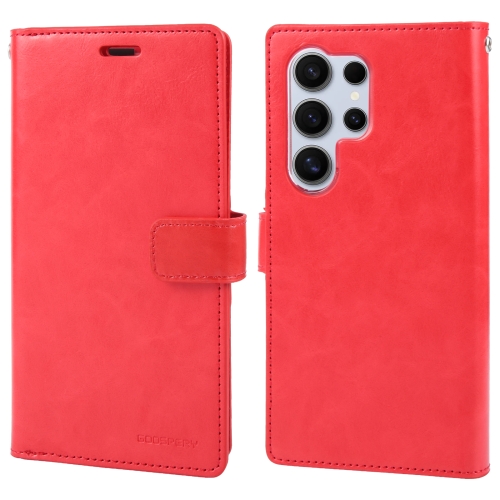 

For Samsung Galaxy S24 Ultra 5G GOOSPERY MANSOOR DIARY 9 Card Slots Leather Phone Case(Red)