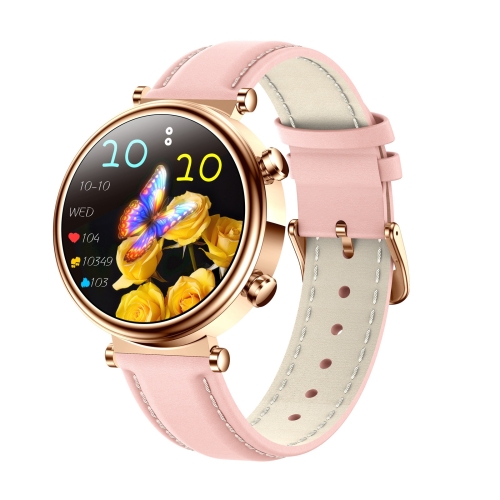 

T86 Woman Health 1.27 inch Smart Watch, BT Call / Physiological Cycle / Heart Rate / Blood Pressure / Blood Glucose / SOS(Rose Gold Pink Leather)