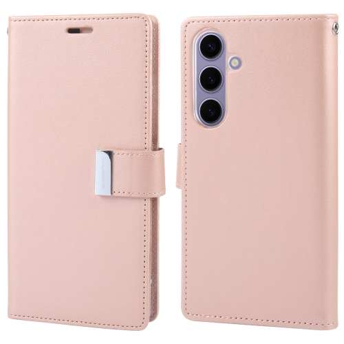 

For Samsung Galaxy S24+ 5G GOOSPERY RICH DIARY Crazy Horse Texture Leather Phone Case(Rose Gold)