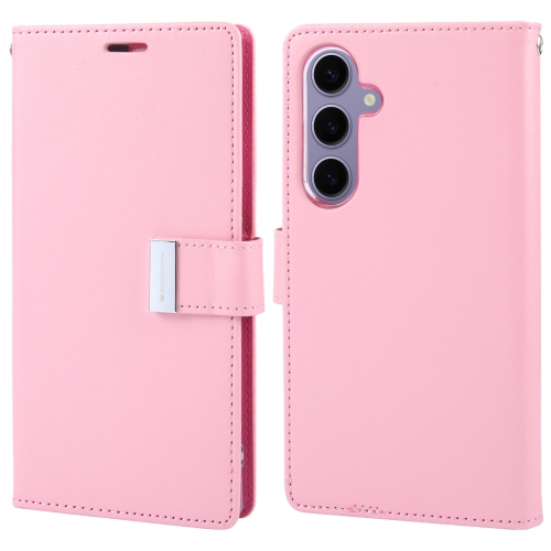 

For Samsung Galaxy S24 5G GOOSPERY RICH DIARY Crazy Horse Texture Leather Phone Case(Pink)
