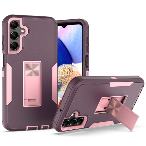 

For Samsung Galaxy A15 Magnetic Holder PC + TPU Phone Case(Purple Red+Rose Gold)