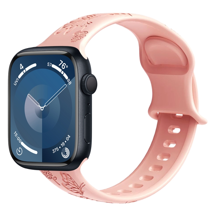 Apple Watch Series 3 38mm バタフライフラワーエンボス加工シリコン 