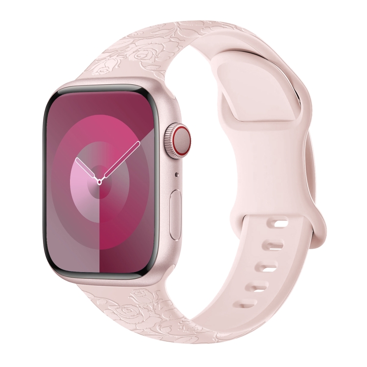 Apple Watch Series 7 45mm ローズエンボスシリコン時計バンド Apple Watch Series 7 45mm ローズエンボスシリコン時計バンド