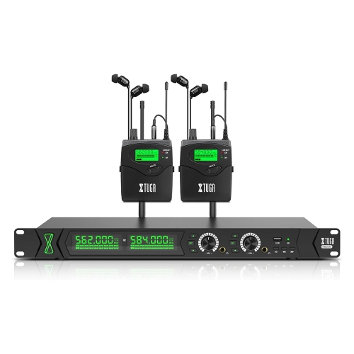 XTUGA RW2090 Professional Stage Wireless 2 Channel In Ear Monitoring System 2 in 1(US Plug)