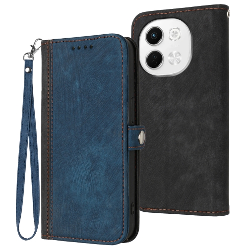 

For Tecno Pova 6 Neo 5G / Spark 30 5G Side Buckle Double Fold Hand Strap Leather Phone Case(Royal Blue)