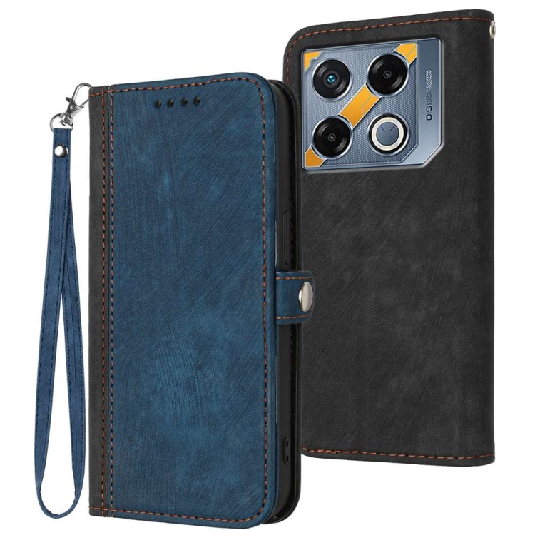 

For Infinix GT 20 Pro Side Buckle Double Fold Hand Strap Leather Phone Case(Royal Blue)