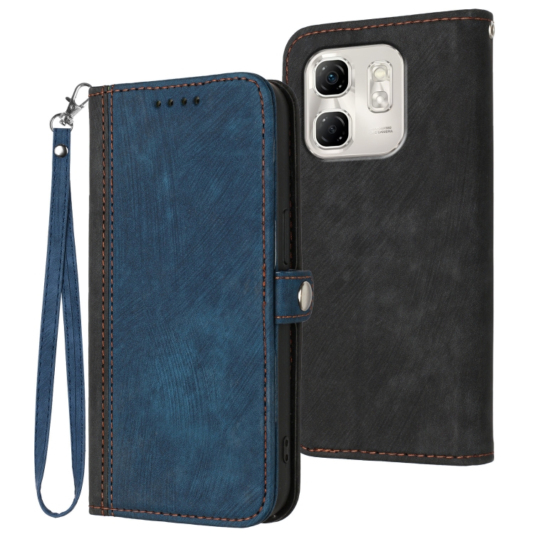 

For Infinix Hot 50i / Smart 9 Side Buckle Double Fold Hand Strap Leather Phone Case(Royal Blue)