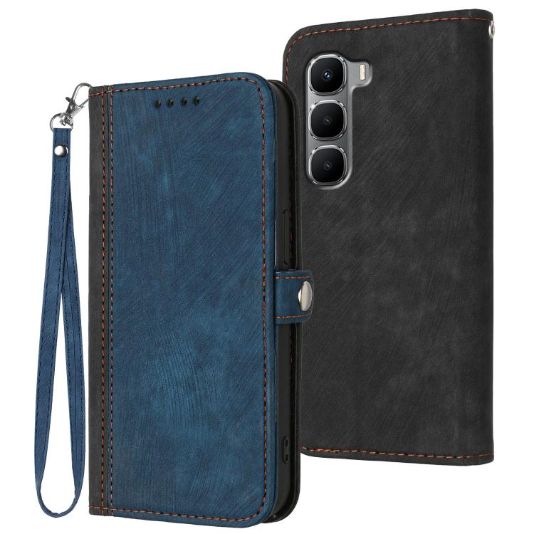 

For Infinix Hot 60 4G / Hot 60i 4G Side Buckle Double Fold Hand Strap Leather Phone Case(Royal Blue)