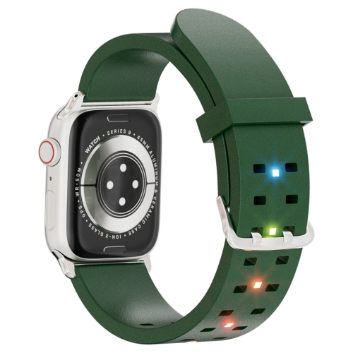 

For Apple Watch SE 2023 44mm Luminous Colorful Light Silicone Watch Band(Green)