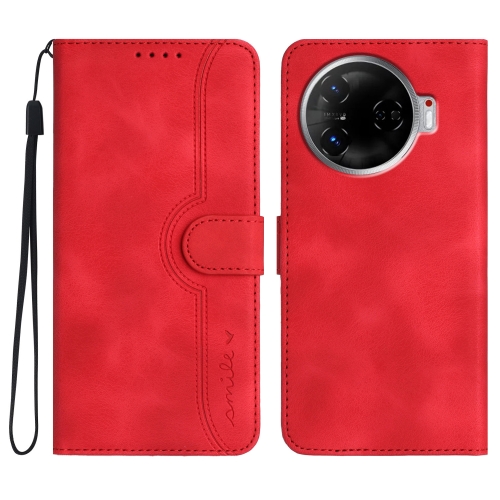 

For Tecno Camon 30 Pro Heart Pattern Skin Feel Leather Phone Case(Red)