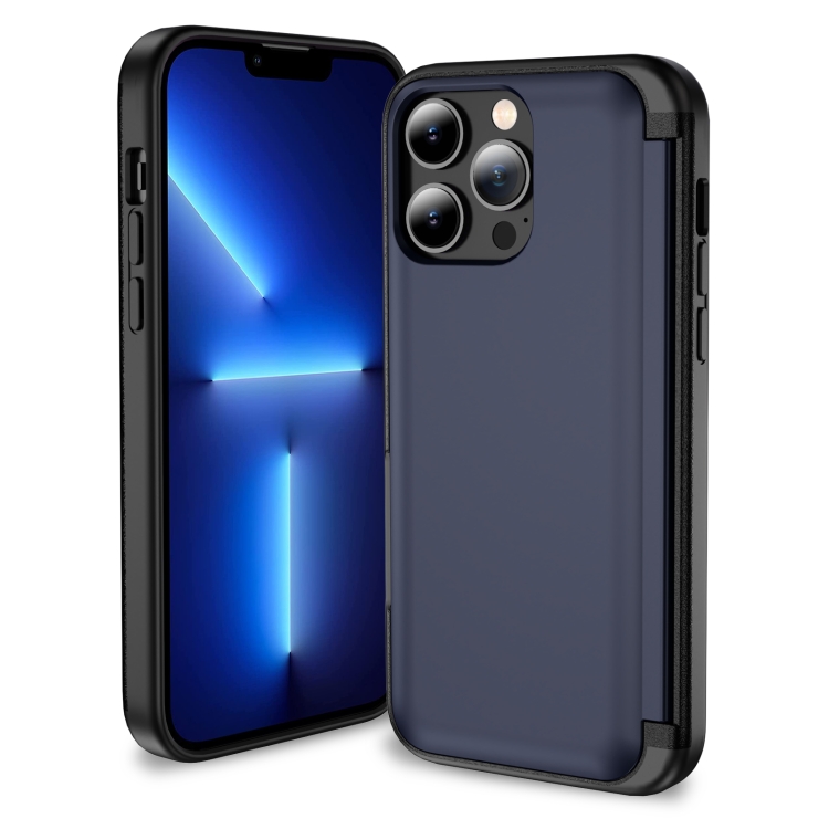 iPhone 13 Pro Max 3 in 1 フリップホルダー電話ケース (ロイヤルブルー)