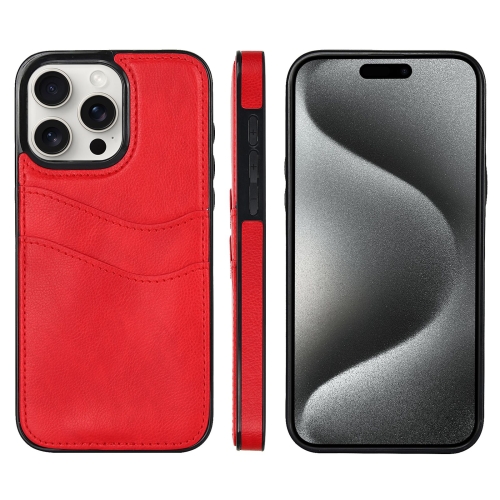 

For iPhone 15 Pro Litchi Leather Skin Card Slots Phone Case(Red)