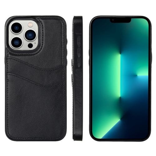 

For iPhone 13 Pro Max Litchi Leather Skin Card Slots Phone Case(Black)