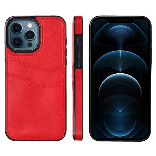 

For iPhone 12 Pro Max Litchi Leather Skin Card Slots Phone Case(Red)