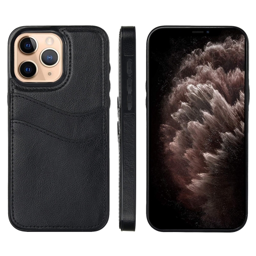 

For iPhone 11 Pro Max Litchi Leather Skin Card Slots Phone Case(Black)