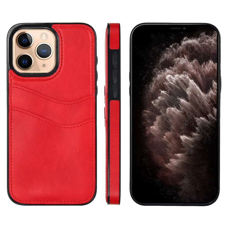 

For iPhone 11 Pro Max Litchi Leather Skin Card Slots Phone Case(Red)