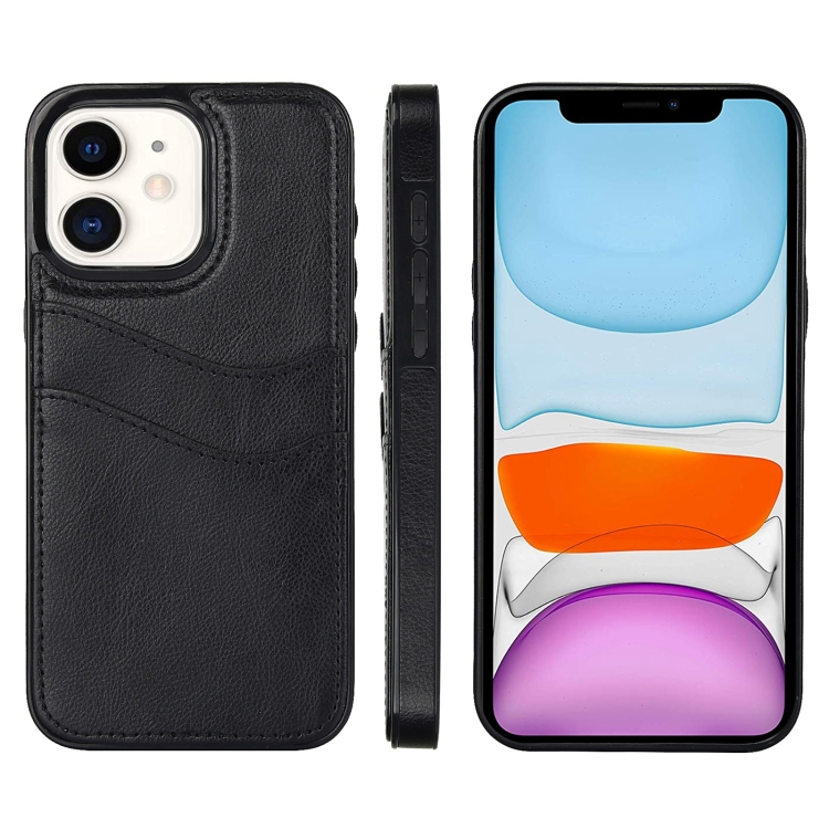 

For iPhone 11 Litchi Leather Skin Card Slots Phone Case(Black)