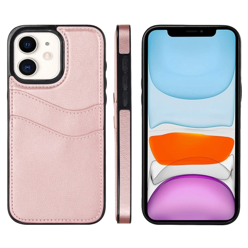 

For iPhone 11 Litchi Leather Skin Card Slots Phone Case(Rose Gold)