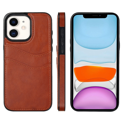 

For iPhone 11 Litchi Leather Skin Card Slots Phone Case(Brown)