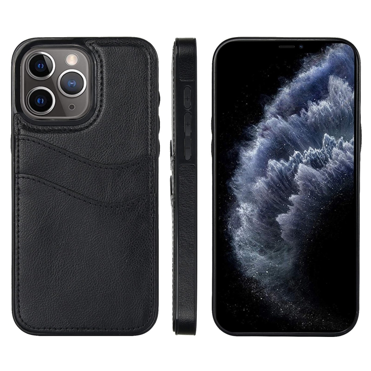 

For iPhone 11 Pro Litchi Leather Skin Card Slots Phone Case(Black)