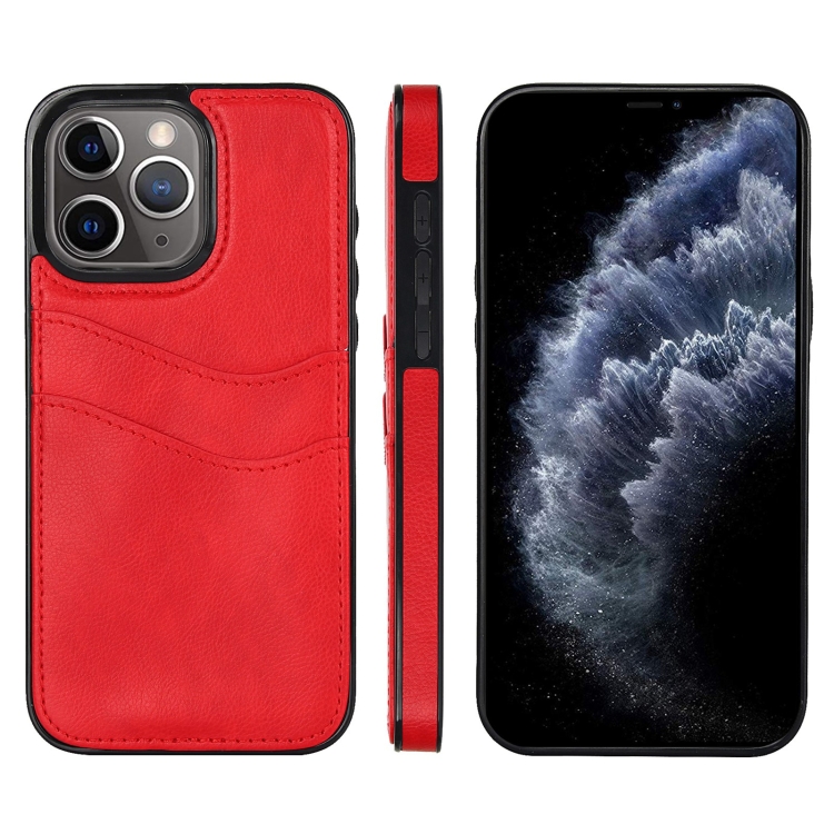 

For iPhone 11 Pro Litchi Leather Skin Card Slots Phone Case(Red)