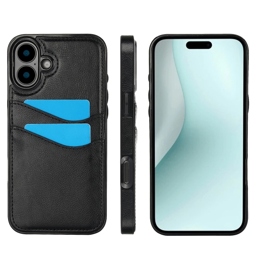 

For iPhone 16 Litchi Leather Skin Card Slots Phone Case(Black)