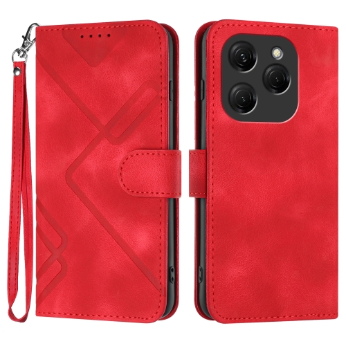 

For Tecno Spark 20 Pro Line Pattern Skin Feel Leather Phone Case(Red)