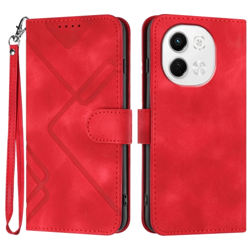 

For Tecno Pova 6 Neo 5G / Spark 30 5G Line Pattern Skin Feel Leather Phone Case(Red)