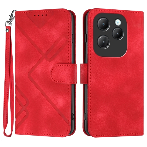 

For Infinix Hot 40 Line Pattern Skin Feel Leather Phone Case(Red)