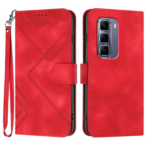 

For Infinix Hot 50 Pro 4G Line Pattern Skin Feel Leather Phone Case(Red)