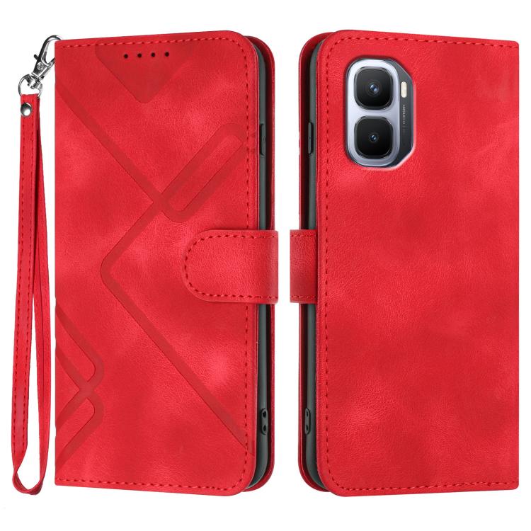 For Infinix GT 50 Pro 5G Line Pattern Skin Feel Leather Phone Case(Red)