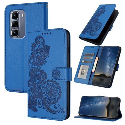 

For Infinix Hot 50 Pro 4G Datura Flower Embossed Flip Leather Phone Case(Blue)