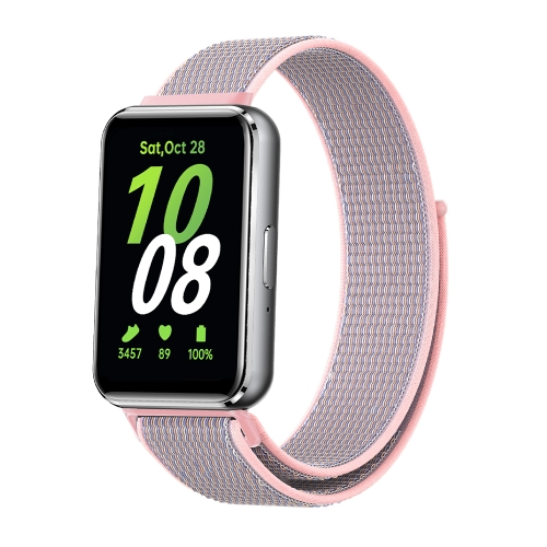 For Samsung Galaxy Fit 3 Woven Nylon Loop Watch Band(Pinkish)
