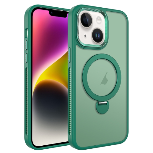 

For iPhone 14 MagSafe Magnetic Holder Breathable Phone Case(Green)