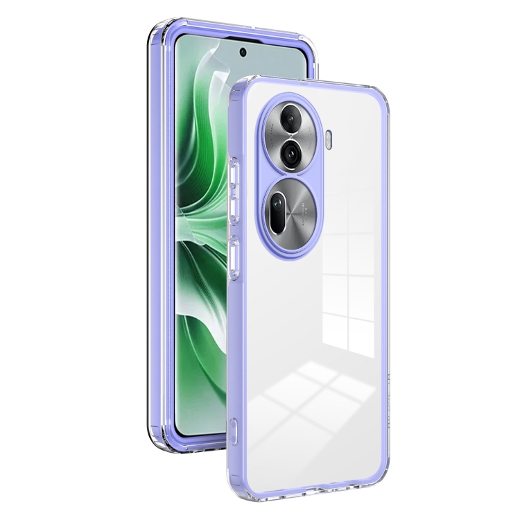 

For OPPO Reno11 Pro Global 3 in 1 Clear TPU Color PC Frame Phone Case(Purple)