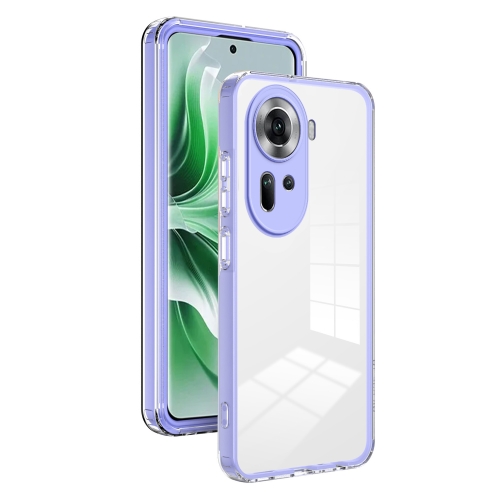 For OPPO Reno11 Global 3 in 1 Clear TPU Color PC Frame Phone Case(Purple)