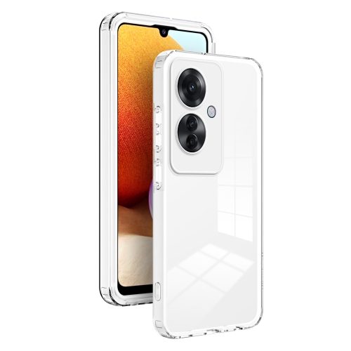 For OPPO Reno11 F 3 in 1 Clear TPU Color PC Frame Phone Case(White)