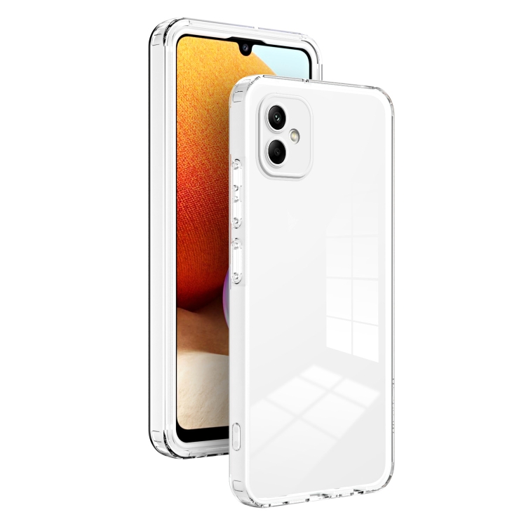 

For Samsung Galaxy A05e 3 in 1 Clear TPU Color PC Frame Phone Case(White)