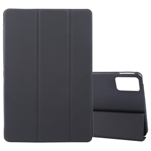 

For Lenovo Tab M11/ Xiaoxin Pad 11 2024 Tri-fold Silicone Leather Tablet Case(Black)