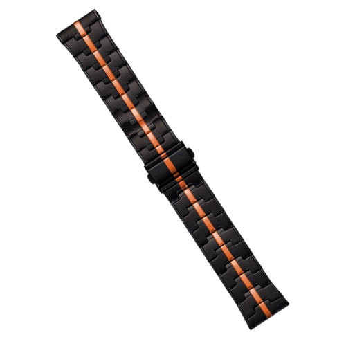 22mm Stainless Steel Watch Band(Black Orange)