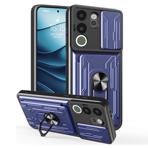 

For vivo V29e / Y200 5G / V30 Lite 5G Sliding Camshield TPU+PC Phone Case with Card Slot(Blue)