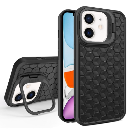 

For iPhone 11 Honeycomb Radiating Lens Holder Magsafe Phone Case(Black)