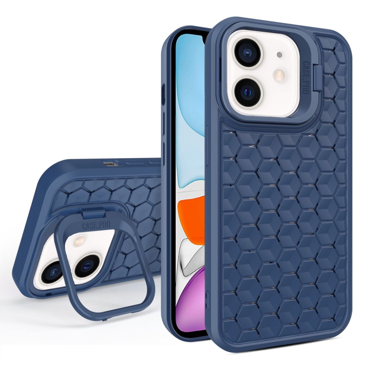 

For iPhone 11 Honeycomb Radiating Lens Holder Magsafe Phone Case(Blue)