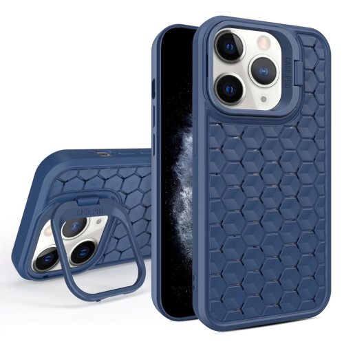 

For iPhone 11 Pro Honeycomb Radiating Lens Holder Magsafe Phone Case(Blue)