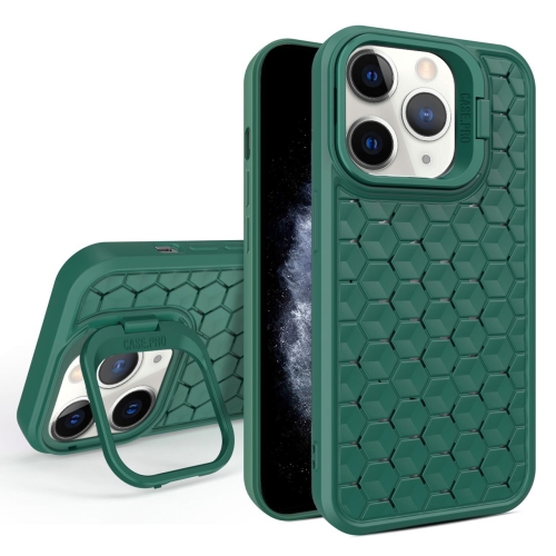 

For iPhone 11 Pro Honeycomb Radiating Lens Holder Magsafe Phone Case(Green)