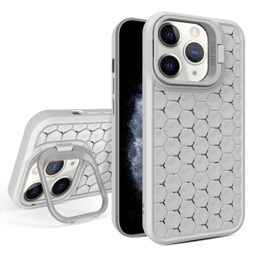 

For iPhone 11 Pro Honeycomb Radiating Lens Holder Magsafe Phone Case(Grey)