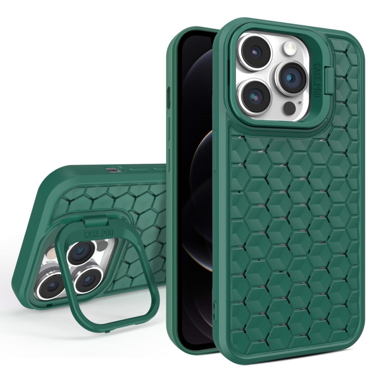 

For iPhone 12 Pro Honeycomb Radiating Lens Holder Magsafe Phone Case(Green)
