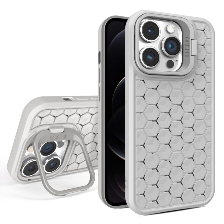 

For iPhone 12 Pro Honeycomb Radiating Lens Holder Magsafe Phone Case(Grey)