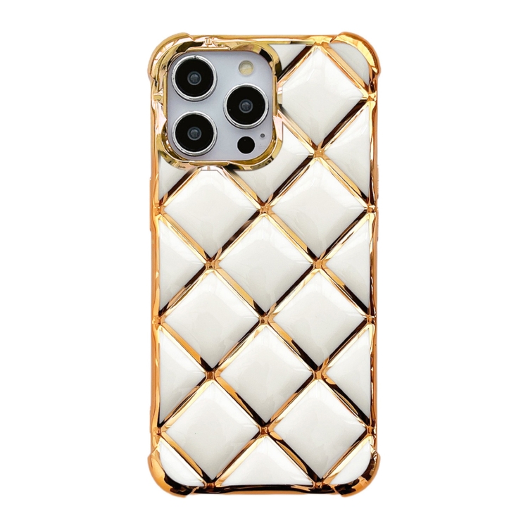 

For iPhone 13 Pro Max Electroplated Varnish Diamond TPU Phone Case(White)