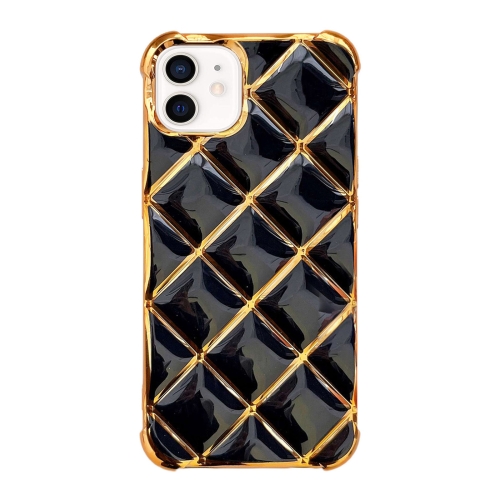 

For iPhone 12 Electroplated Varnish Diamond TPU Phone Case(Black)